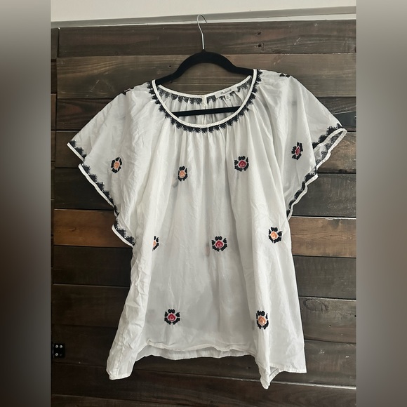 Madewell Embroidered Flutter Sleeve Top - Picture 2 of 6